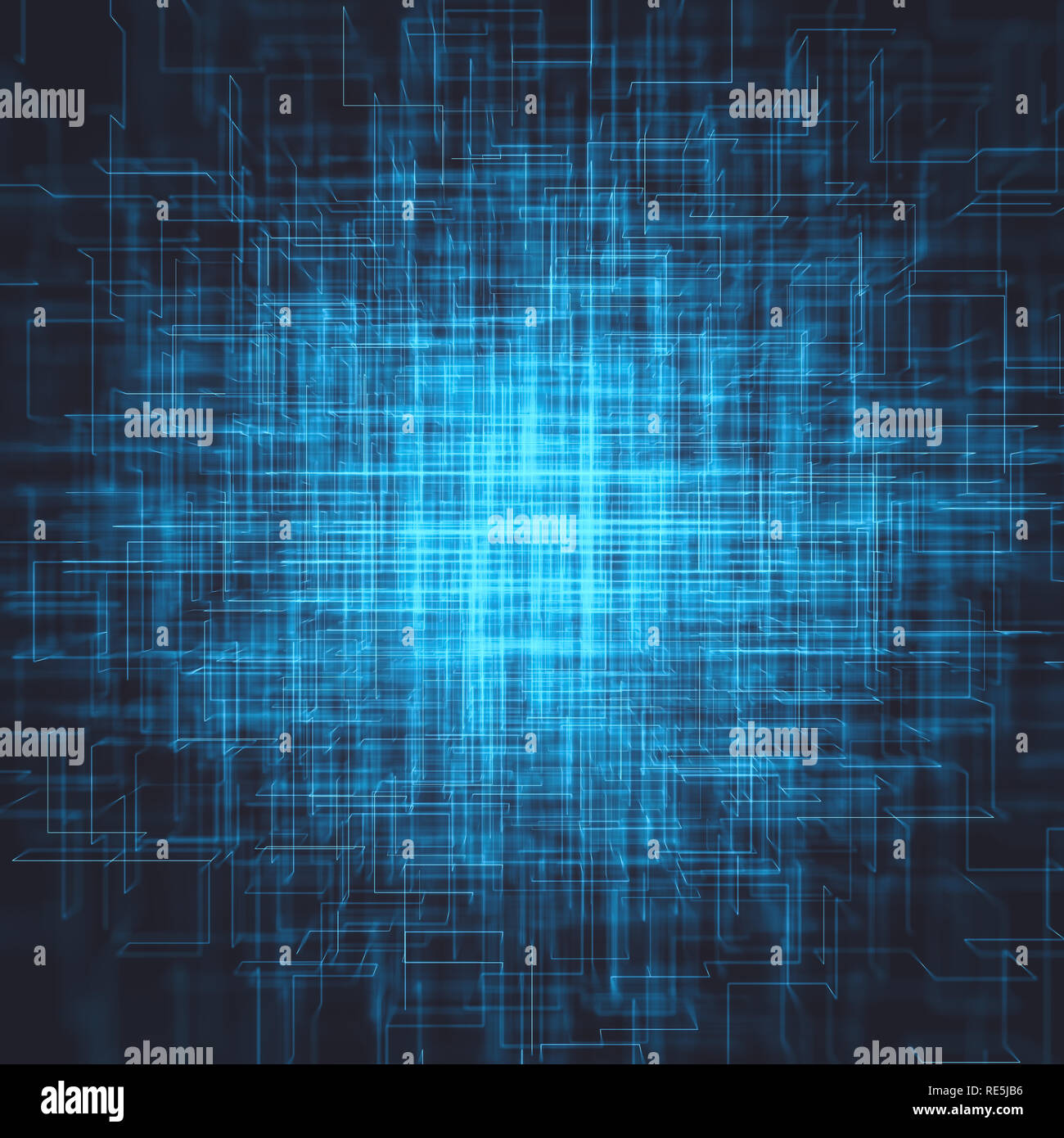 Abstraktes Bild der angeschlossenen Stromleitungen, in der Technologie Konzept miteinander verbunden. 3D-Illustration abstrakt Hintergrund. Stockfoto