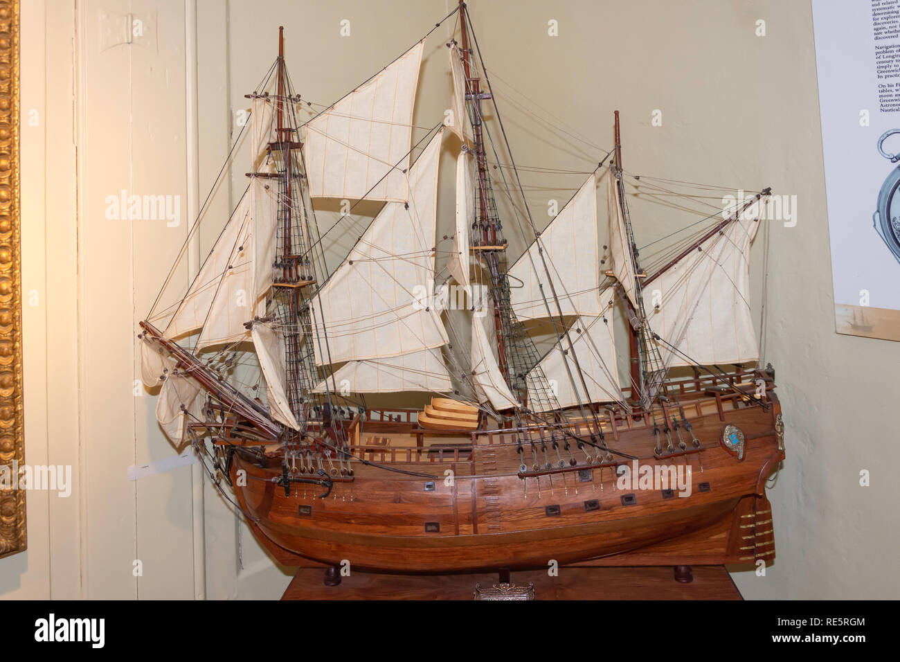 Modell der Cook HMS ENDEAVOUR Schiff im Captain Cook Memorial Museum ...