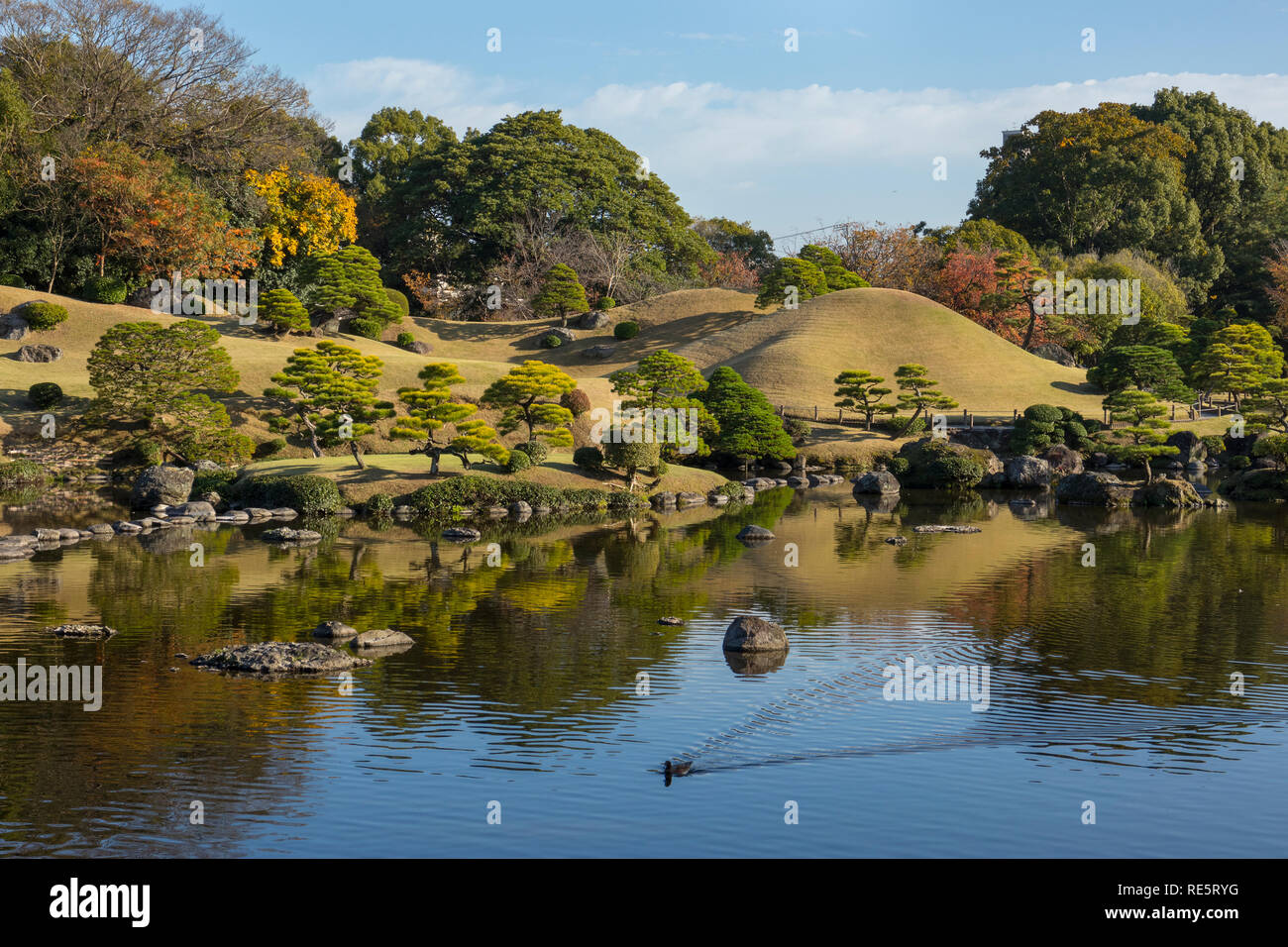 Kumamoto, Japan - 11 November, 2018: suizenji Garten Suizenji Jōjuen, ist ein geräumiges japanischem Landschaftsgarten in Kumamoto. Stockfoto