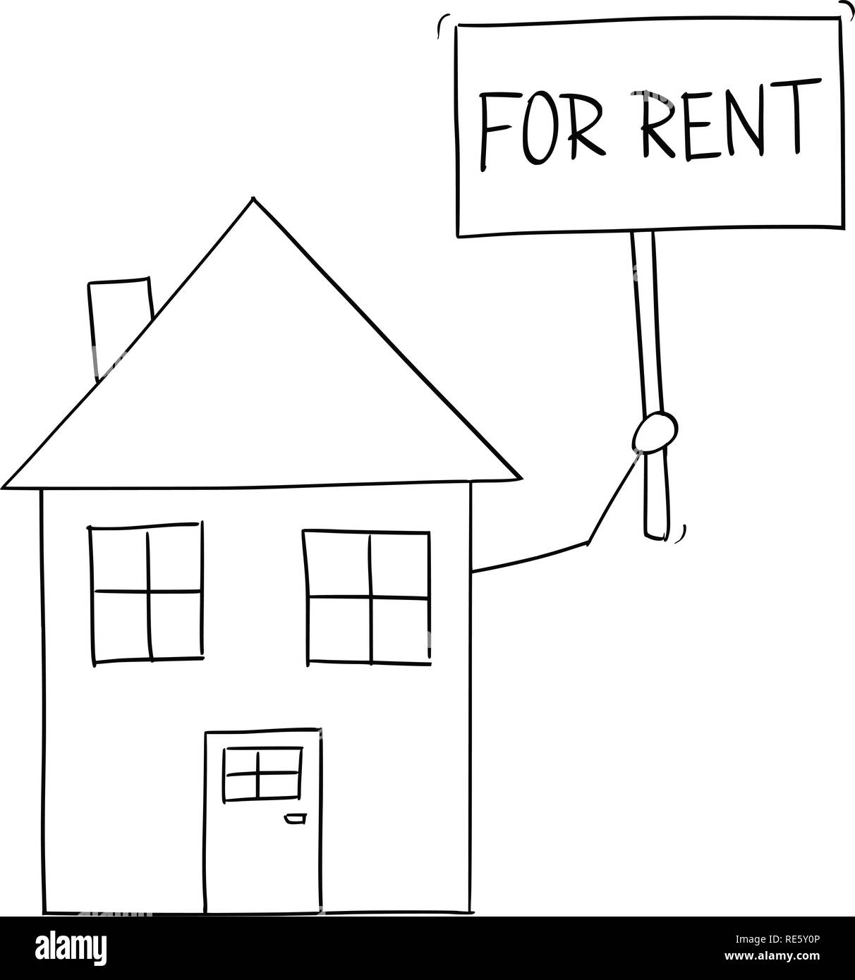 Cartoon Zeichnung der Familie Haus zum Mieten Zeichen Stock Vektor Cartoon Zeichnung der Familie Haus zum Mieten Zeichen Stock Vektor