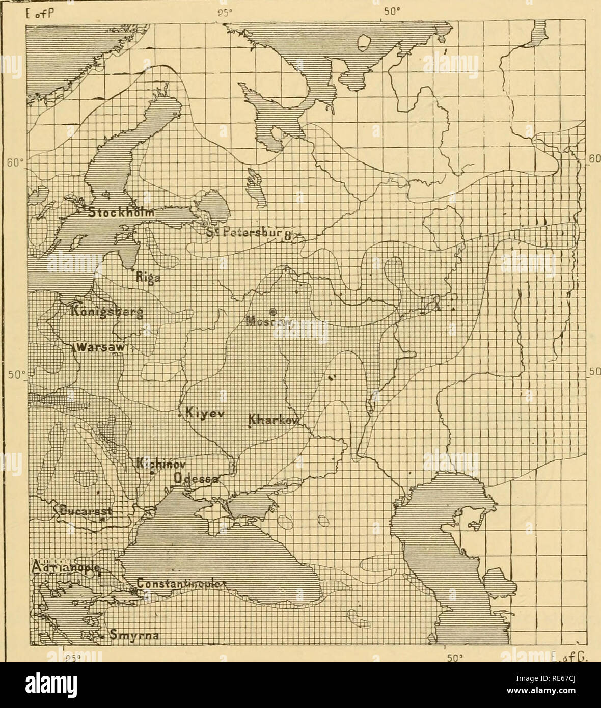 . Die Erde und ihre Bewohner... Geographie. rOPULATIOX, 453 überraschend von Provinz zu Provinz, nach Rennen, das Klima und die sozialen Bedingungen. Im Süden Ehen sind am häufigsten, während die Hirth höchste in der Kama und unteren Wolga Becken, die Sterblichkeit am größten in den Regierungen von Olonetz und Moskau ist. Im Allgemeinen gibt es einen normalen Anstieg in allen Abb. 239.- Dichte der Bevölkerung im Osten Euuope.. E. ifG. Unter 3. Inhnhitants in einer Quadratmeile. trm t' 3 bis 26. 26. bis 55. 55 bis 110. Über 1 G 3. Die Provinzen, obwohl lokale Migration in der Zeit der Bedrängnis hat Stockfoto