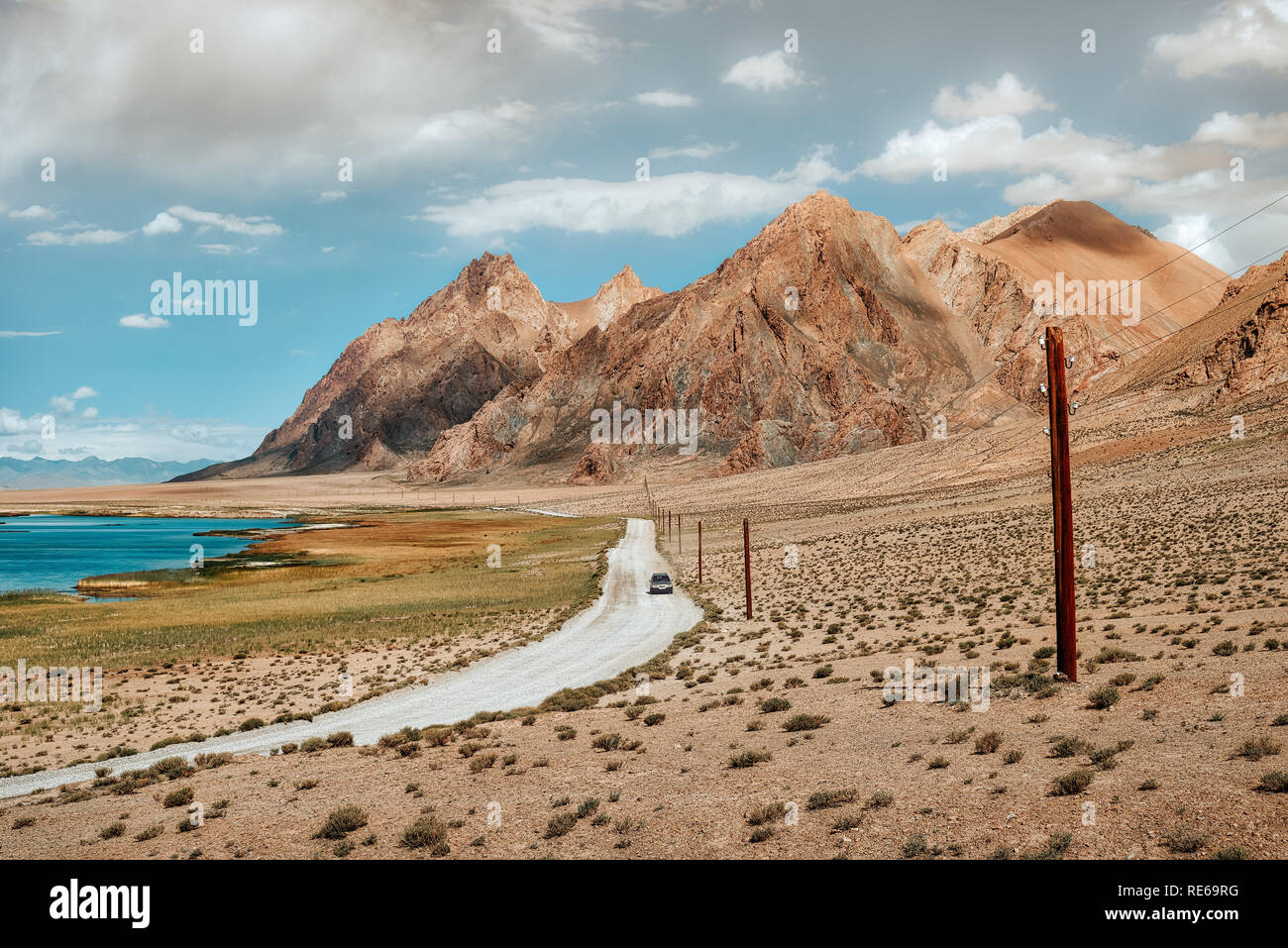 Steht Seen entlang der Pamir Highway, in Tadschikistan im August 2018 genommen, hdr genommen Stockfoto