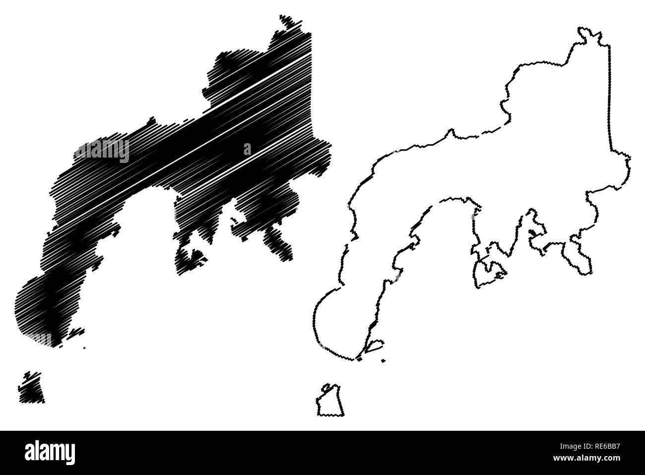 Zamboanga Peninsula Region (Regionen und Provinzen der Philippinen, die Republik der Philippinen) Karte Vektor-illustration, kritzeln Skizze Western Mi Stock Vektor