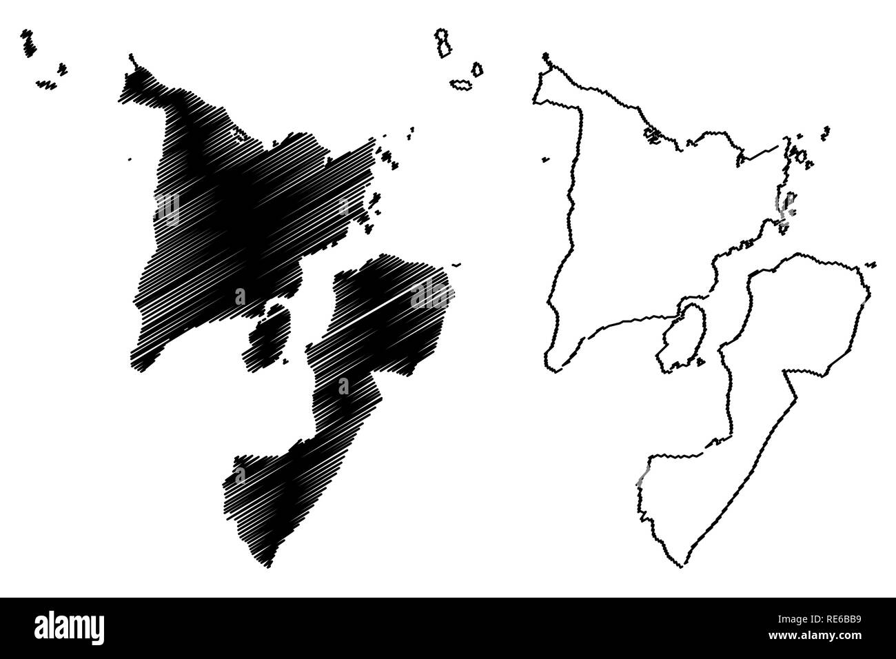 Western Visayas Region (Regionen und Provinzen der Philippinen, die Republik der Philippinen) Karte Vektor-illustration, kritzeln Skizze Region VI Karte Stock Vektor