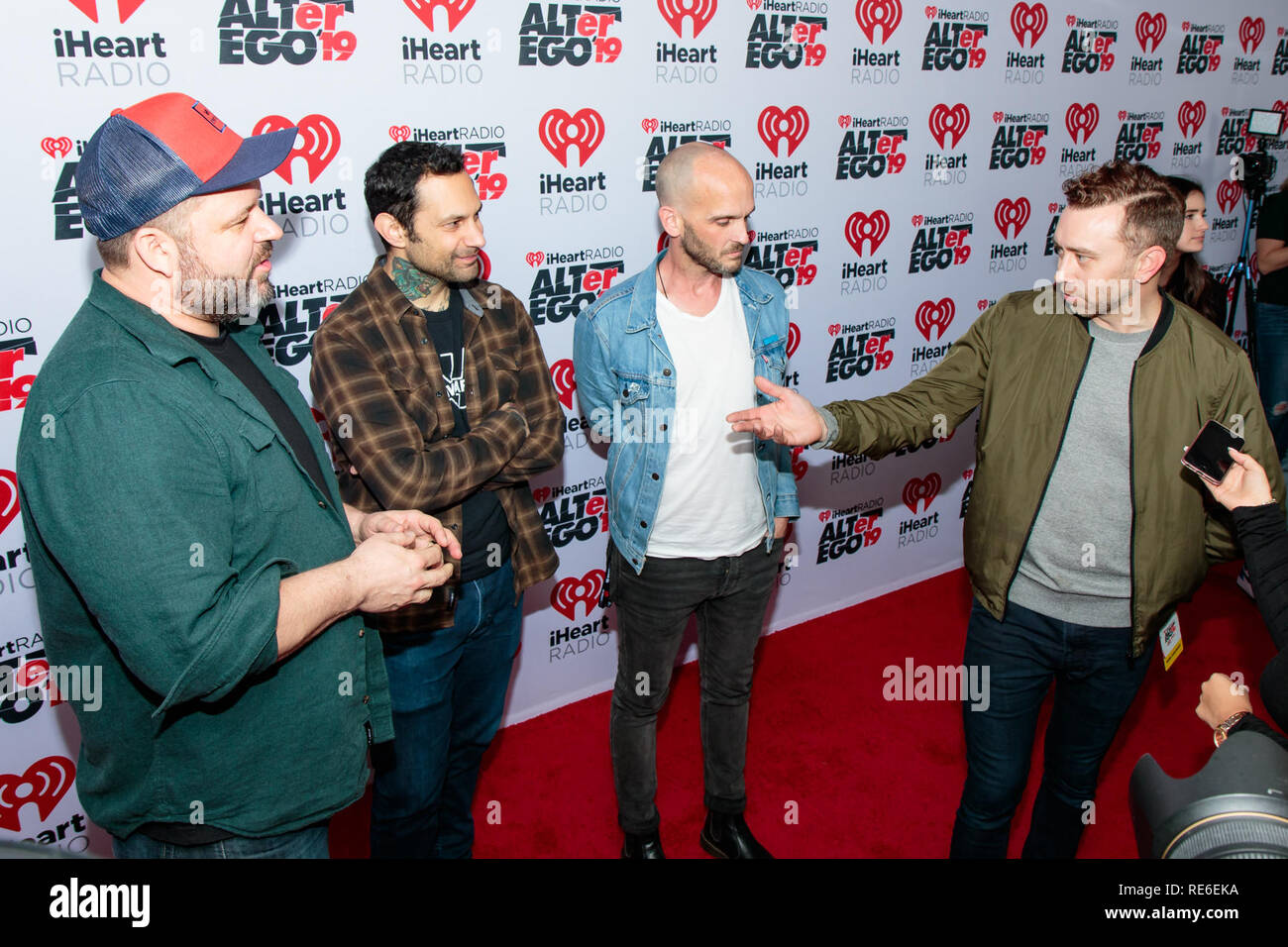 San Diego, Kalifornien, USA. Jan, 2019 19. RISE AGAINST (L-R) Brandon  Barnes, Joe Principe, Zach Blair, Tim McIlrath auf dem Roten Teppich an  iheartradio ALTerEGO' 19 Im Forum in Los Angeles, Kalifornien