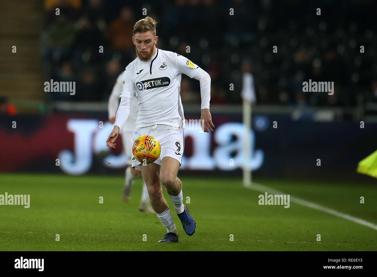 Wales, Großbritannien. 19. Jan 2019. Oli McBurnie von Swansea City in Aktion. EFL Skybet Meisterschaft übereinstimmen, Swansea City v Sheffield United in der Liberty Stadium in Swansea, Südwales am Samstag, den 19. Januar 2019. Dieses Bild dürfen nur für redaktionelle Zwecke verwendet werden. Nur die redaktionelle Nutzung, eine Lizenz für die gewerbliche Nutzung erforderlich. Keine Verwendung in Wetten, Spiele oder einer einzelnen Verein/Liga/player Publikationen. pic von Andrew Obstgarten/Andrew Orchard sport Fotografie/Alamy leben Nachrichten Stockfoto