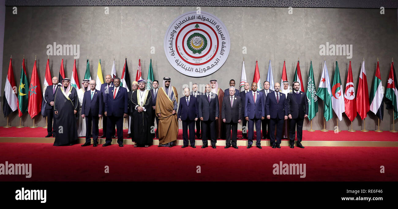 Beirut, Libanon. Jan, 2019 20. Dem palästinensischen Ministerpräsidenten Rami Hamdallah nimmt an der Eröffnung der Arabische Wirtschaftliche und Soziale Entwicklung Gipfel in Beirut, Libanon, 20. Januar 2019. Der Libanon ist das Hosting der regionalen wirtschaftlichen Gipfel am 1. und 20. Januar Credit: Prime Minister Office/APA-Images/ZUMA Draht/Alamy leben Nachrichten Stockfoto