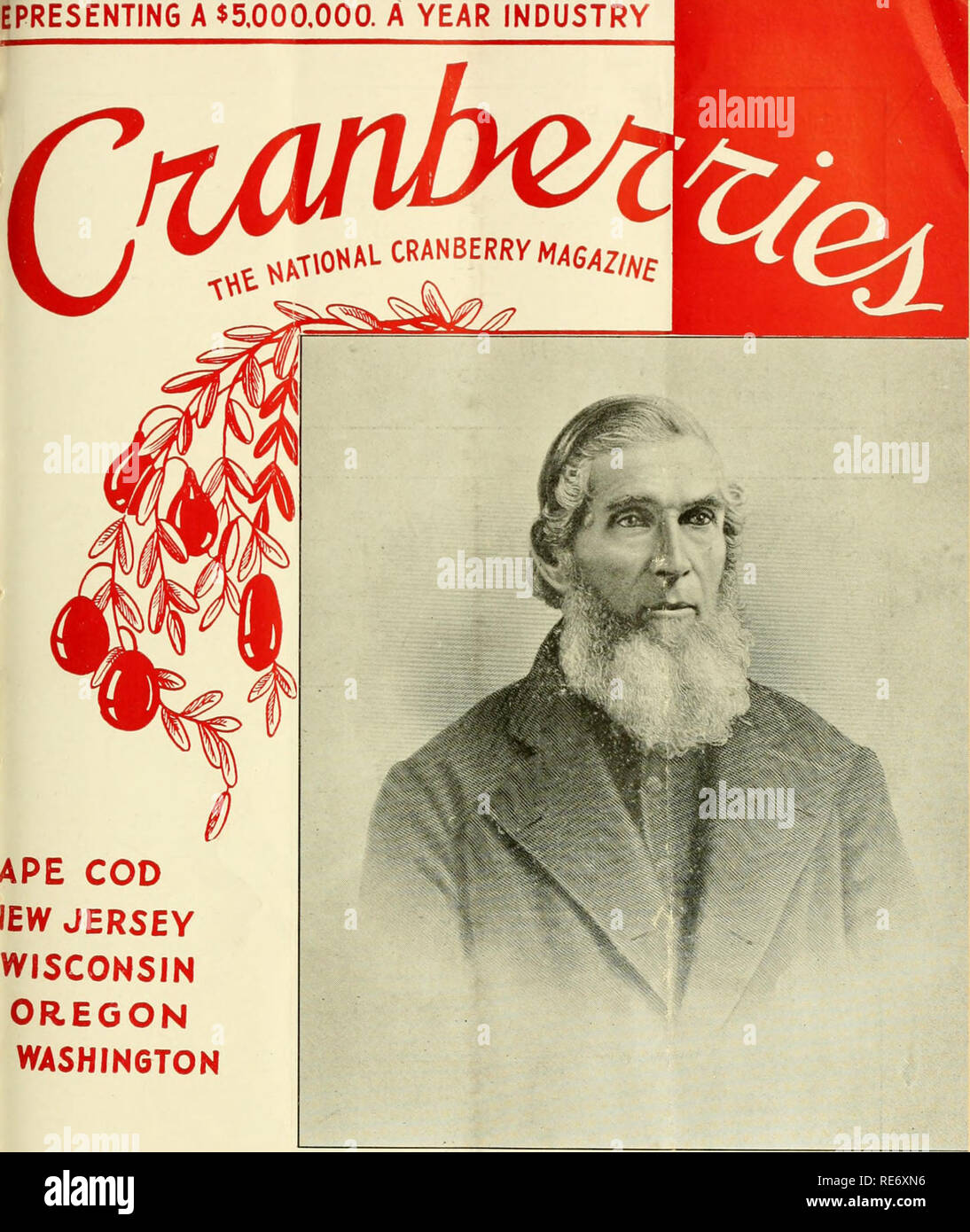 . Preiselbeeren;: die nationalen cranberry Magazin. Preiselbeeren. Eine EPRESENTING 5.000.000 $. Ein Jahr der Industrie. APE COD * EW JERSEY WISCONSIN OREGON WASHINGTON CYRUS CAHOON er frühen schwarzen Vielzahl von Cranberries entstanden um 1860 - Geschichte auf Seite 5 20 Cent. Bitte beachten Sie, dass diese Bilder sind von der gescannten Seite Bilder, die digital für die Lesbarkeit verbessert haben mögen - Färbung und Aussehen dieser Abbildungen können nicht perfekt dem Original ähneln. extrahiert. Portland, CT [etc. ]: Taylor Pub. Co [etc. ] Stockfoto