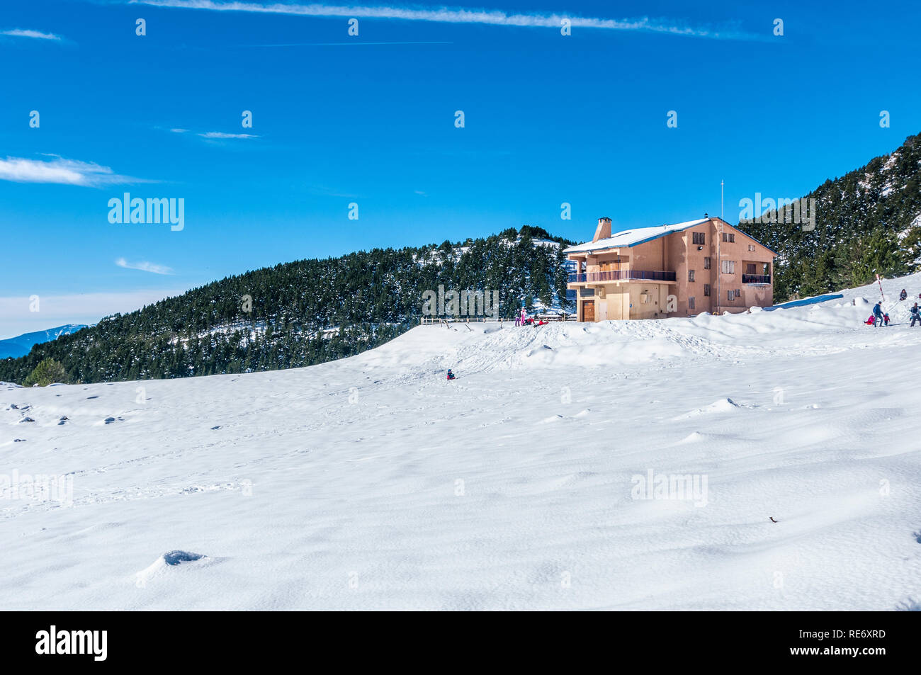 Berghütte, Coll de Pal, Katalonien, Spanien Stockfoto