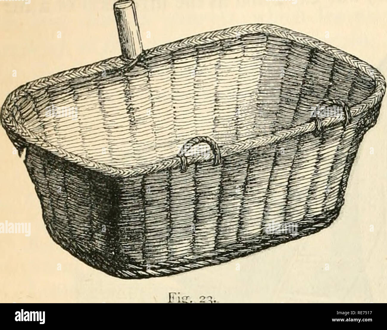 . Des Landes gentleman Magazin. Landwirtschaft Landwirtschaft - - Großbritannien. .372 Abb. 23. stellt eine Form der Korb für Saatgut in P^ngland verwendet. Es ist Sus - durch befestigt girthing zu den beiden Tiandles auf den Rand des Ixasket vorangestellt, und l) assed eitlier über der linken shoukler und Tlic Coniiiry Gaitlanaiis Magazin. Unter dem rechten Arm, oder um den Nacken: und mit der linken Hand hält er stetig durch den Leiter des hölzernen Stabkirchen gezeigt auf der anderen Seite des Korbes. Träger, wenn sie voll ist; in anderen Teilen es in den Armen ausgeführt ist, mit dem unteren Rand unterstützt von der Hüfte. Die beste Form Stockfoto