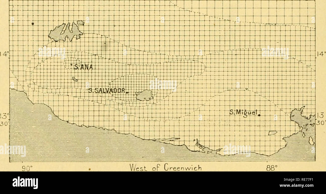 . Die Erde und ihre Bewohner... Geographie. 254 Mexiko, zentrale AMEEICA, West Indies. Wirtschaftliche Lage von Salvador, trotz seiner ausländischen Kriege und Unruhen, Salvador ist ein prosperierendes Land, wie durch tlie schnelle Zunahme der Bevölkerung ohne fremde Hilfe durch ausländische Einwanderung gezeigt. Seit 1778, als es ursprünglich auf 117,436 zurückgegeben, die Bevölkerung hat sicherlich mehr als vervierfacht, die Volkszählung von 1886, die über 651.000, und die Schätzung für 1890 mindestens 675.000 oder rund 70 Einwohner pro Quadratkilometer. Im gleichen Verhältnis der Vereinigten Staaten eine Bevölkerung von 340.000 haben würde Stockfoto