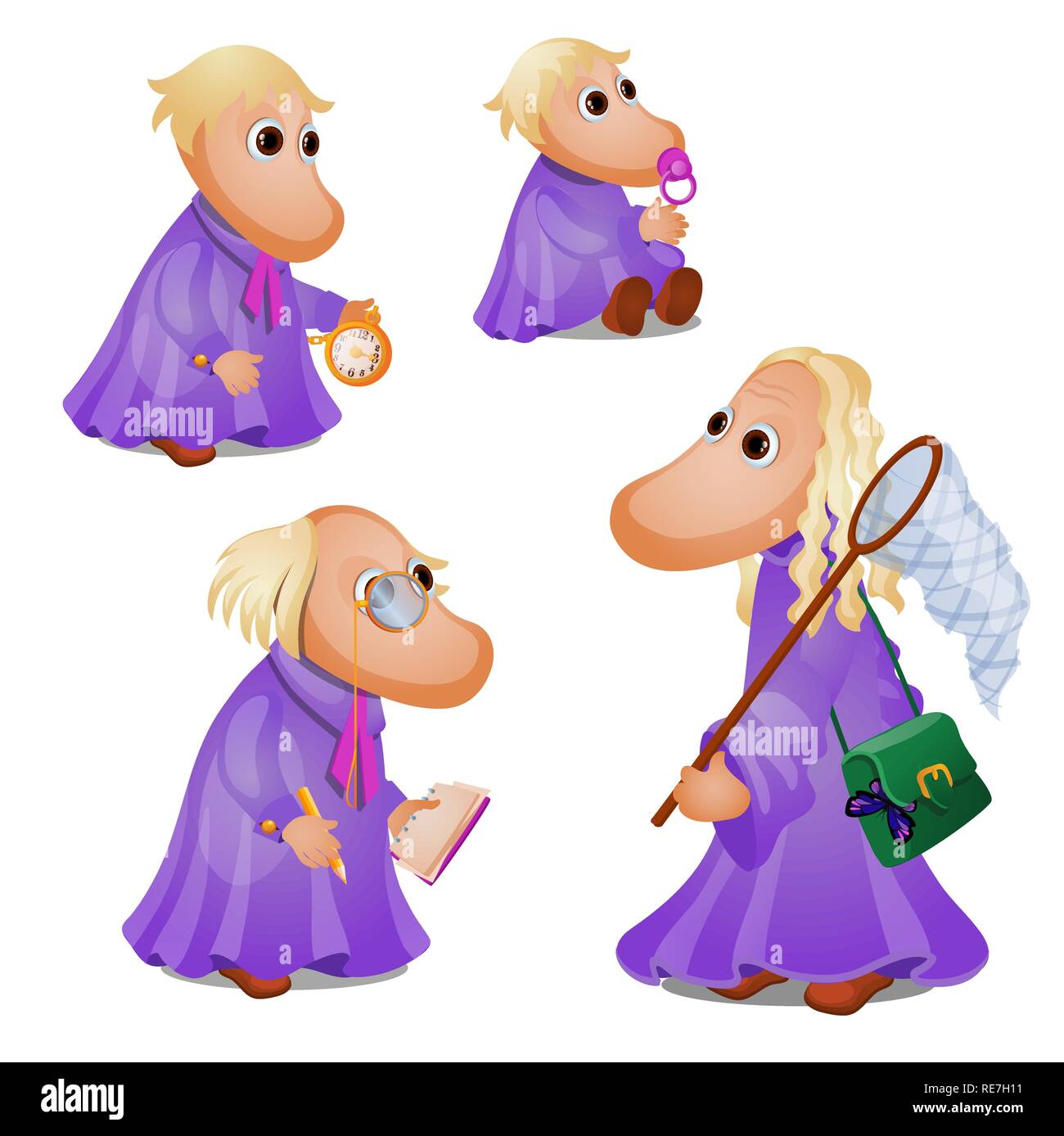 Familie von Märchenfiguren auf weißem Hintergrund. Vektor cartoon Close-up Abbildung. Stock Vektor