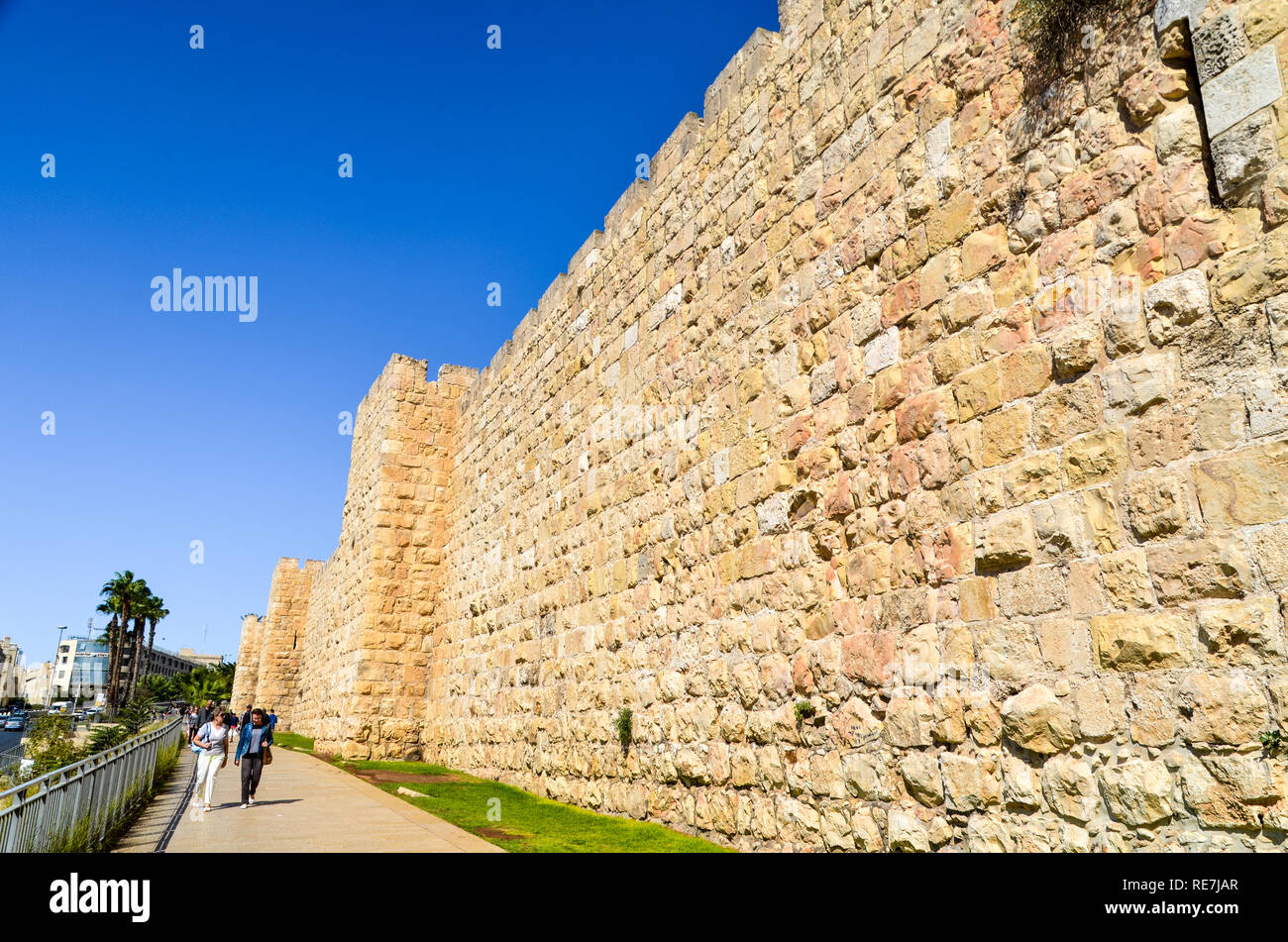 Die Stadtmauer von Jerusalem Stockfoto