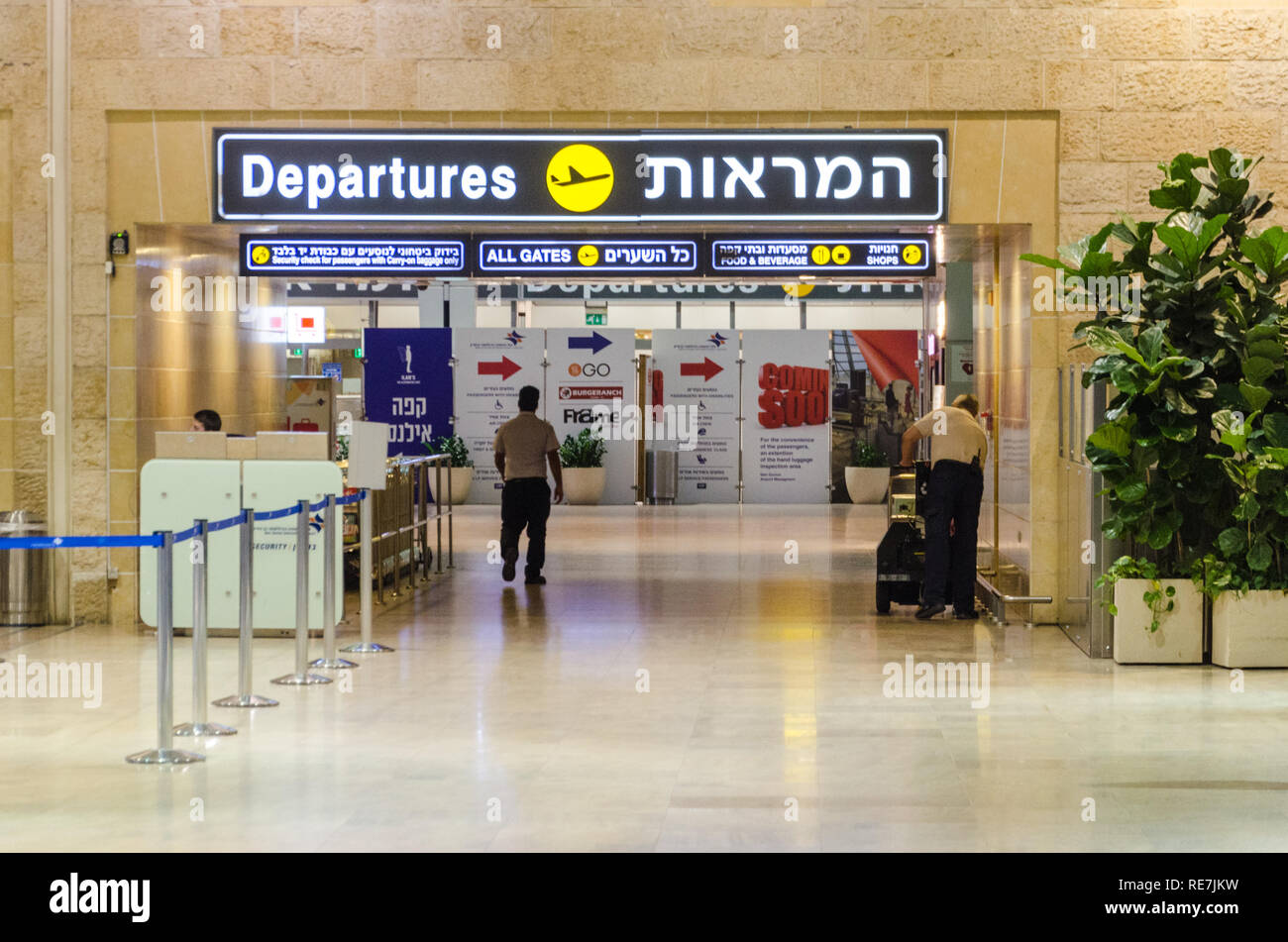 Abflughalle am Flughafen Tel Aviv (Ben Gurion), Israel Stockfoto