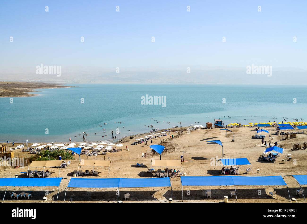 Das Tote Meer (West Bank), hypersaline und tiefsten See der Welt, am-430 m unter dem Meeresspiegel Stockfoto