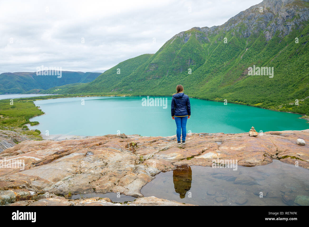 Wandern in Norwegen Bergen, Gletscher Svartisen, Norwegen Stockfoto