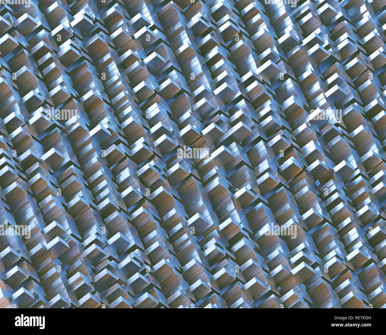 Abstrakte metallische Geometrische dreidimensionale Form. 3D-Hintergrund. Stockfoto