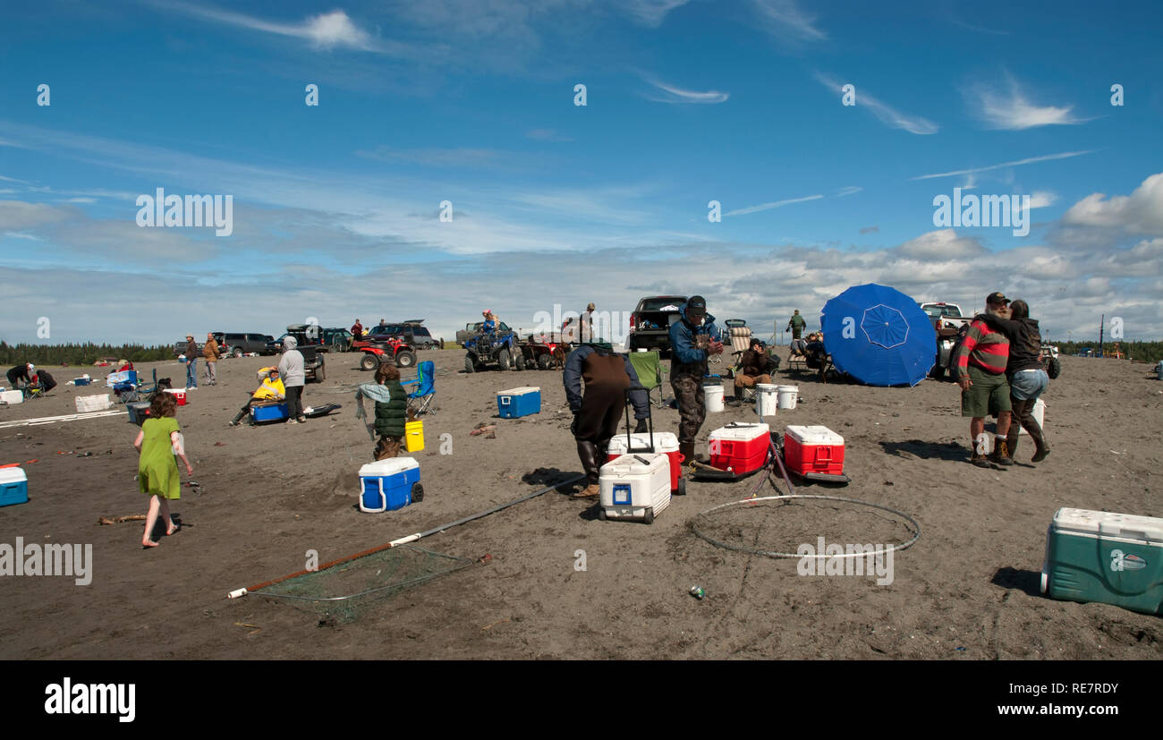 Lachs Angeln, eine Familie Tätigkeit in der Kenai Halbinsel, Alaska Stockfoto