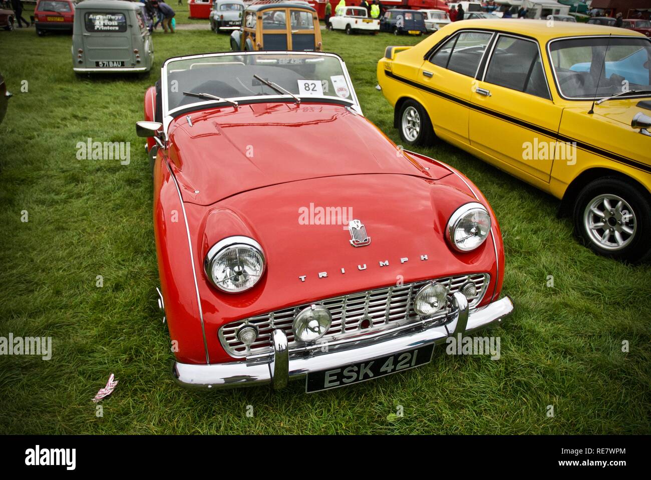 Ein 1959 Triumph TR 3 Sport Auto am Anglesey Oldtimer Rallye, Anglesey, North Wales, UK, Mai 2015 Stockfoto