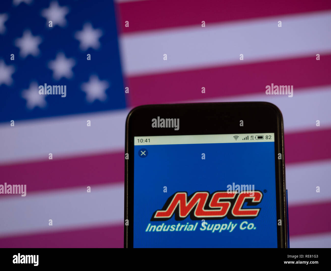 MSC Industrial direkte Firmenlogo auf dem Smartphone angezeigt Stockfoto