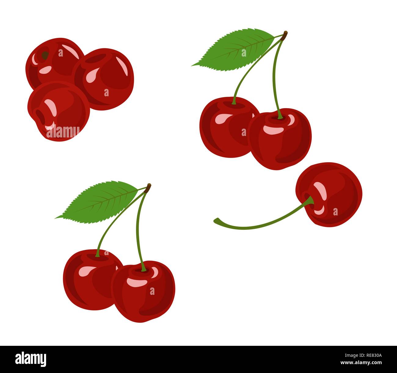 Cherry isoliert Vector Illustration. Cherry Kollektion auf weißem Hintergrund. Stock Vektor