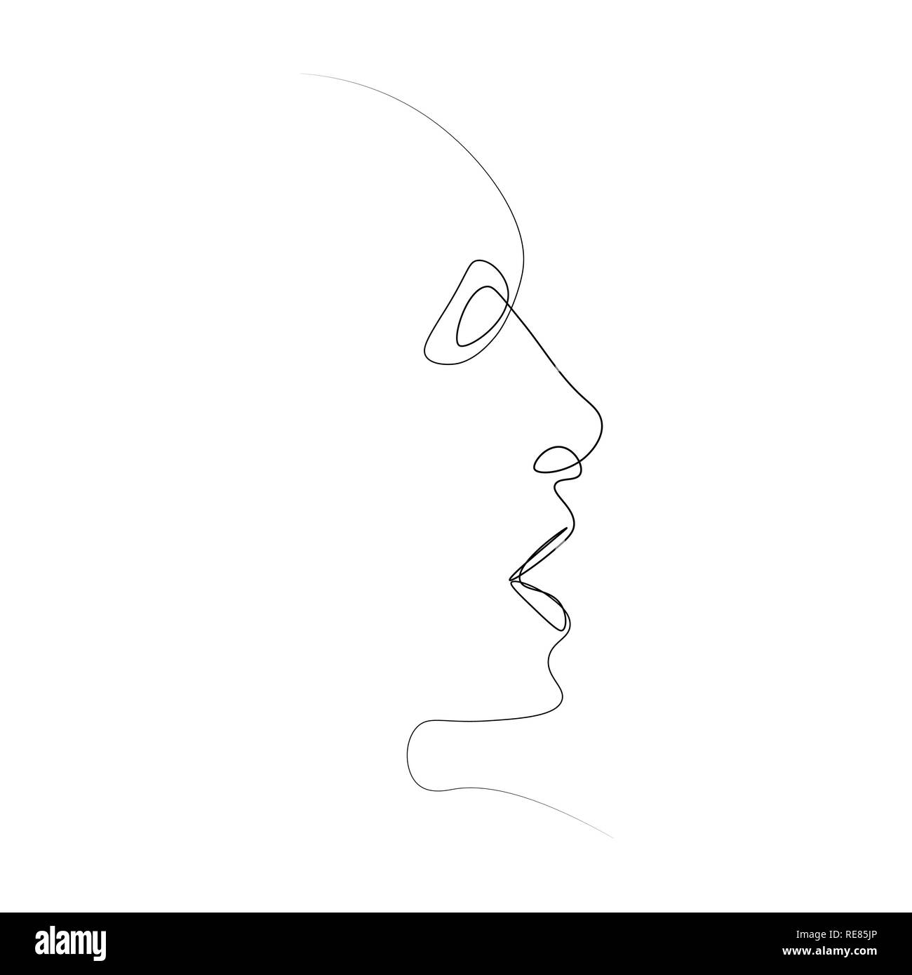 Mann einer Zeile. Abbildung: ein schwarzer Mann auf einem weißen Hintergrund. Stockfoto