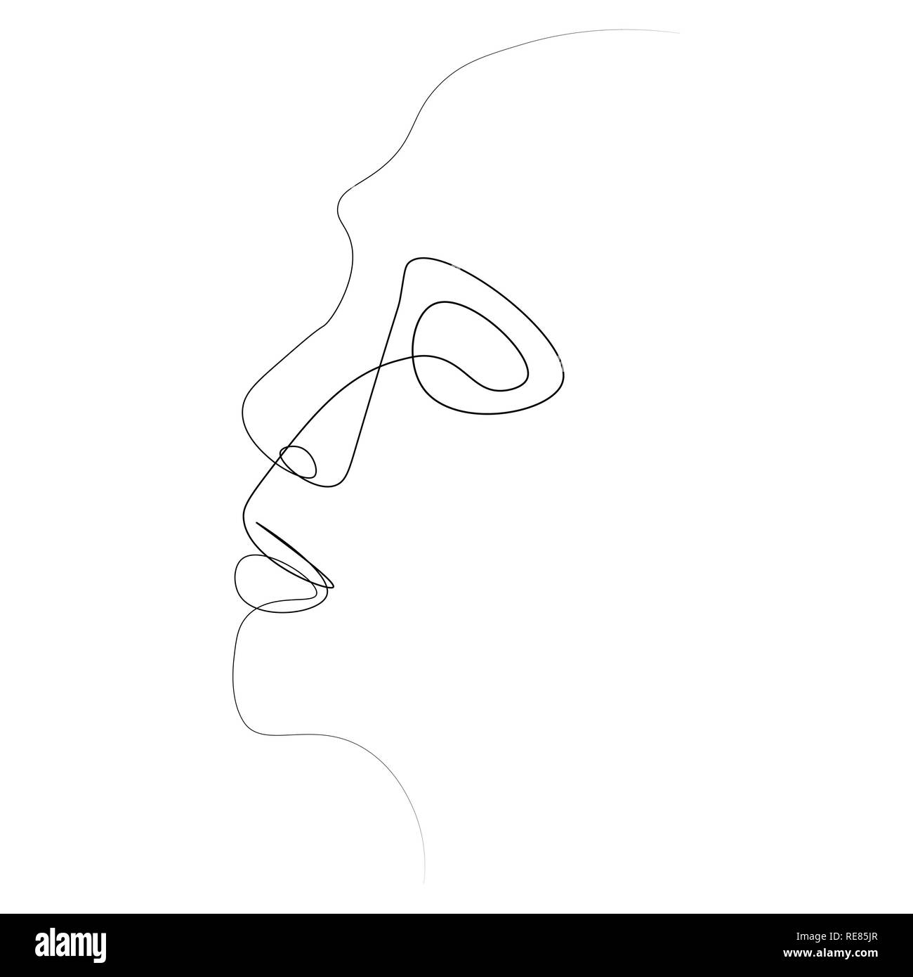 Mann einer Zeile. Abbildung: ein schwarzer Mann auf einem weißen Hintergrund. Stockfoto