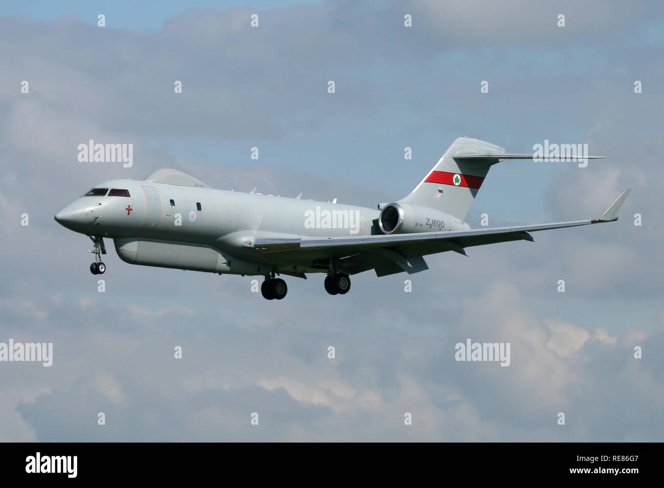 RAF Hinweissymbolüberwachung landen wieder auf der Home Base der RAF Waddington. Die Sentinel wird durch 5 Squadron betrieben. Stockfoto