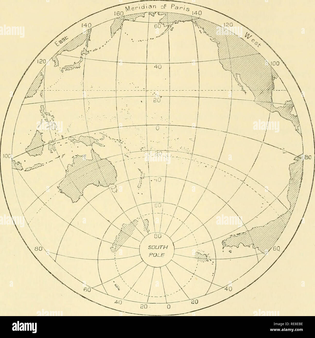 . Die Erde und ihre Bewohner... Geographie. Die ozeanischen Becken. 3 Vergleich der Entstehung der Athmtic mit, die auf den Indischen Ozean, mit seiner erhöhten Küsten von Java und Sumatra, der Arrakan Hochland, die Kette der Malediven und Lakkadiven, die Ghats, die Persische und Madagaskar Hochland? Die große ozeanische Becken ist keineswegs eine grenzenlose Weite der Riffe, die Inseln und Inselregionen Gruppen. Wie dem Atlantik hat es seine upheaved landet, nicht nur wie, liegt in der Nähe der Kontinente, könnte als freistehende Fragmente der Afrikanischen, Asiatischen und Americ. Stockfoto