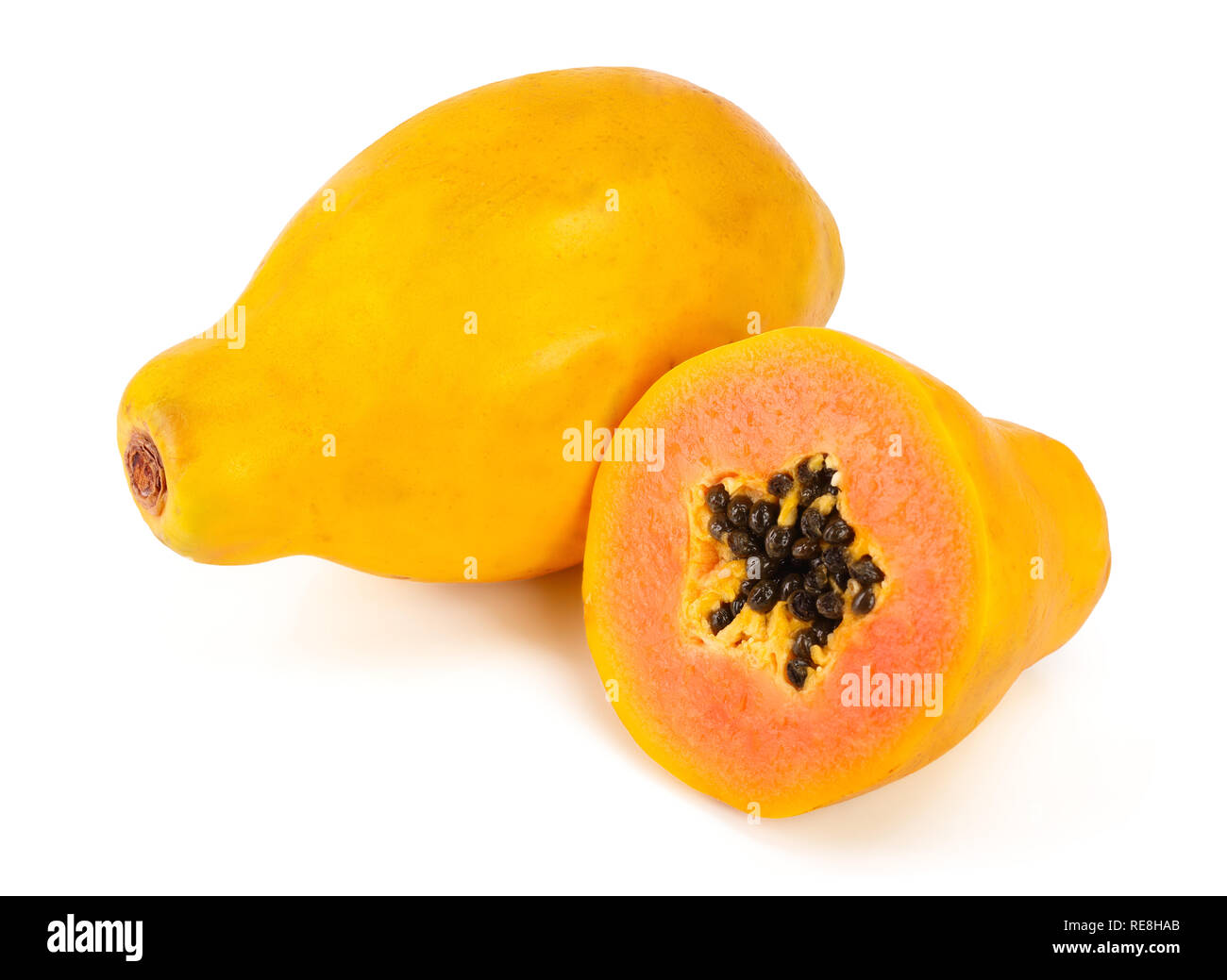 Reif Cut Papaya Auf Weissem Hintergrund Stockfotografie Alamy