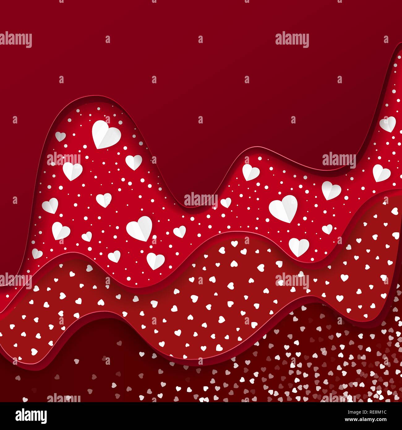 Valentinstag Hintergrund mit Schichten und Herzen. Urlaub Dekoration Element. Vector Illustration Stock Vektor