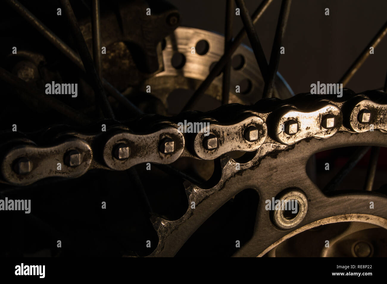 Kette und Kettenrad Stockfoto
