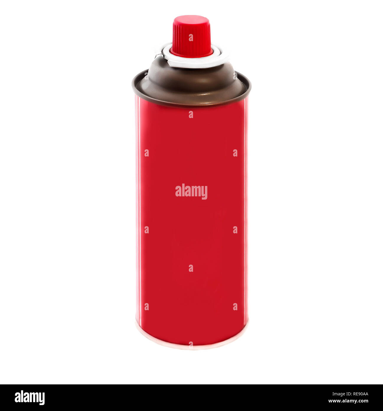 Rote Farbe spraydose auf weißem Hintergrund Stockfoto