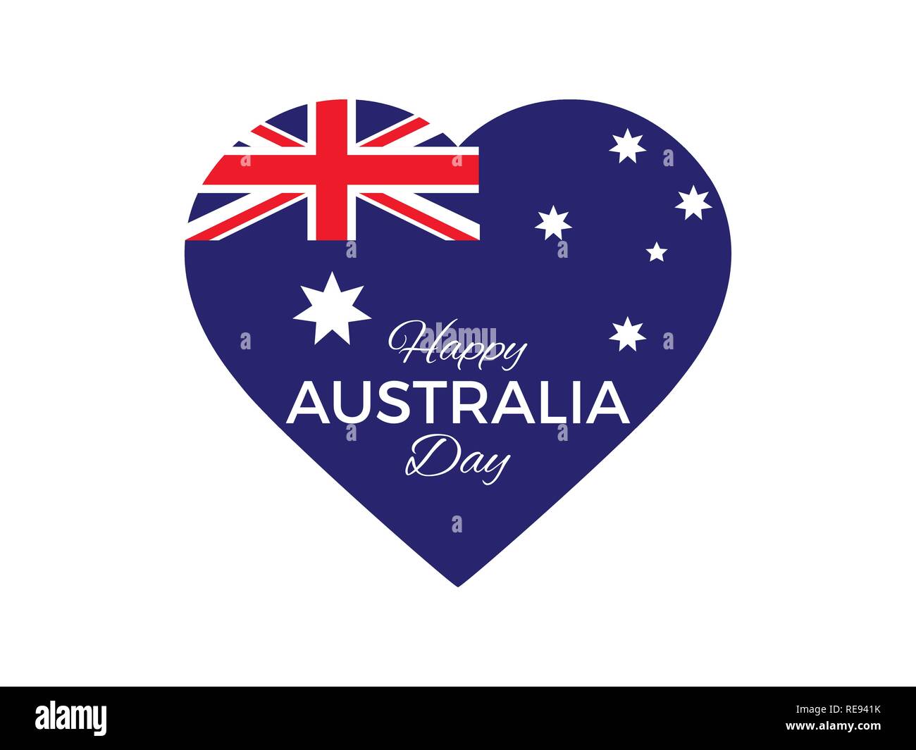 Happy Australia Day am 26. Januar. Herz mit der Flagge von Australien. Vector Illustration Stock Vektor