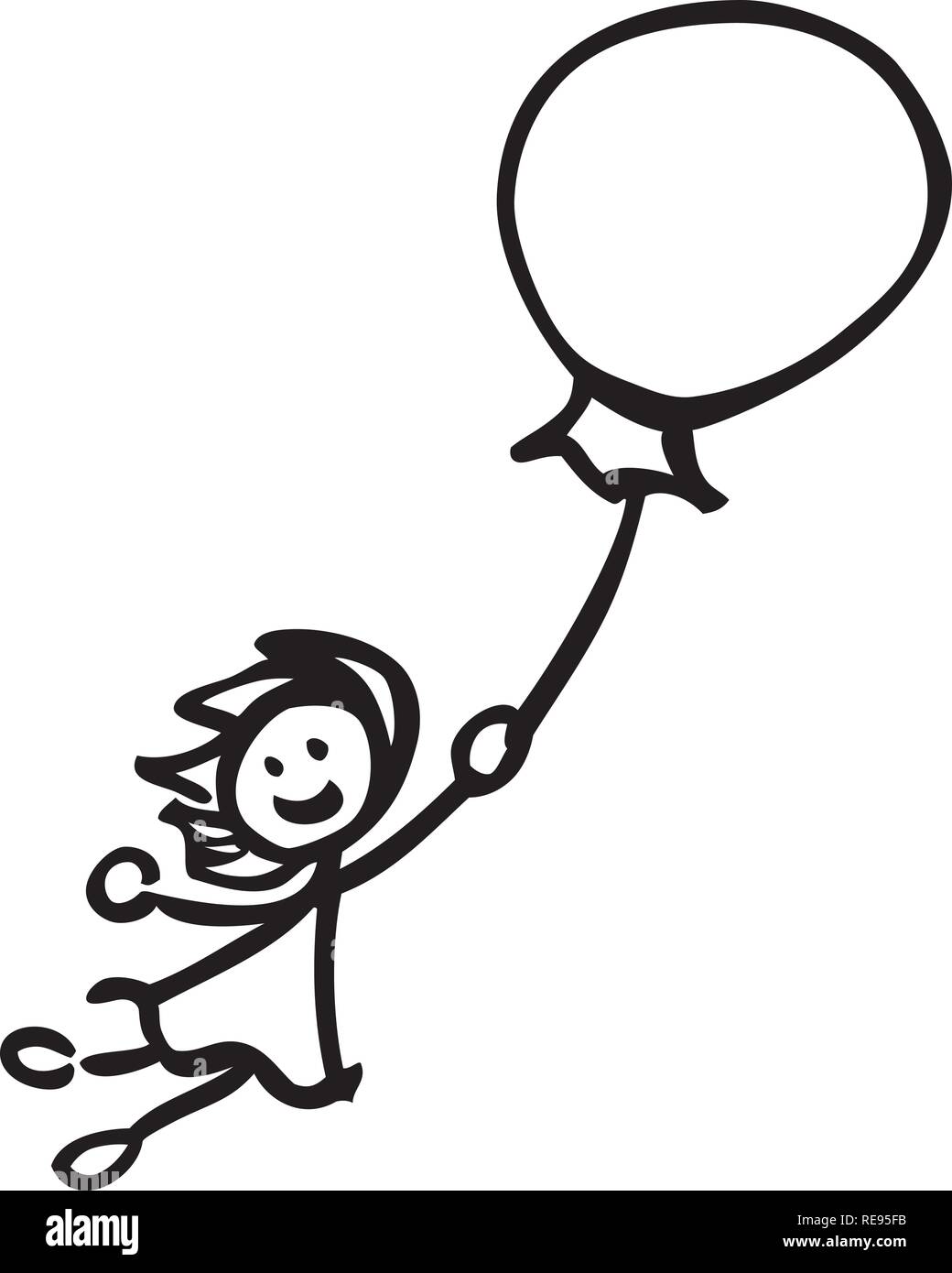 Weibliche Puppe weg fliegen mit einem Ballon durch jziprian Stock Vektor