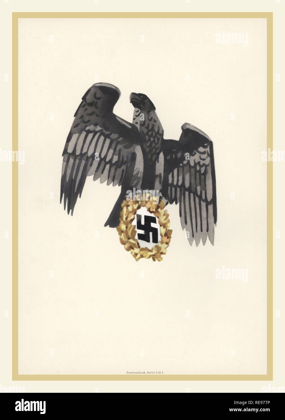 1930 Die NS-Propaganda Postkarte mit Deutschen Adler Holding das NS-Hakenkreuz durch die Nsdap Deutschland verwendet Stockfoto