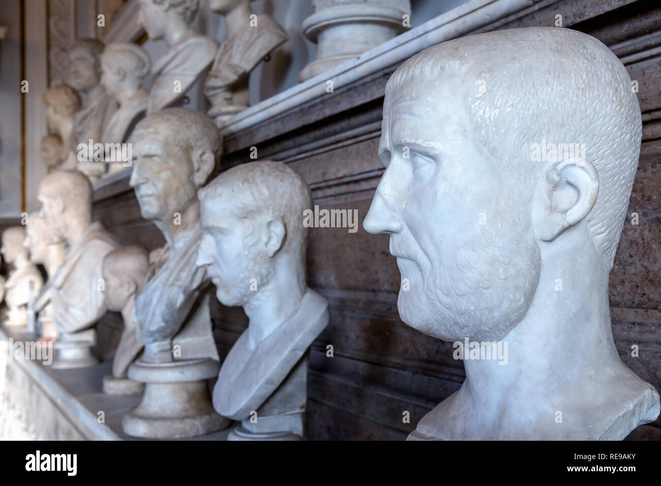 Römische Skulpturen, die Kapitolinischen Museen, Rom, Latium, Italien Stockfoto