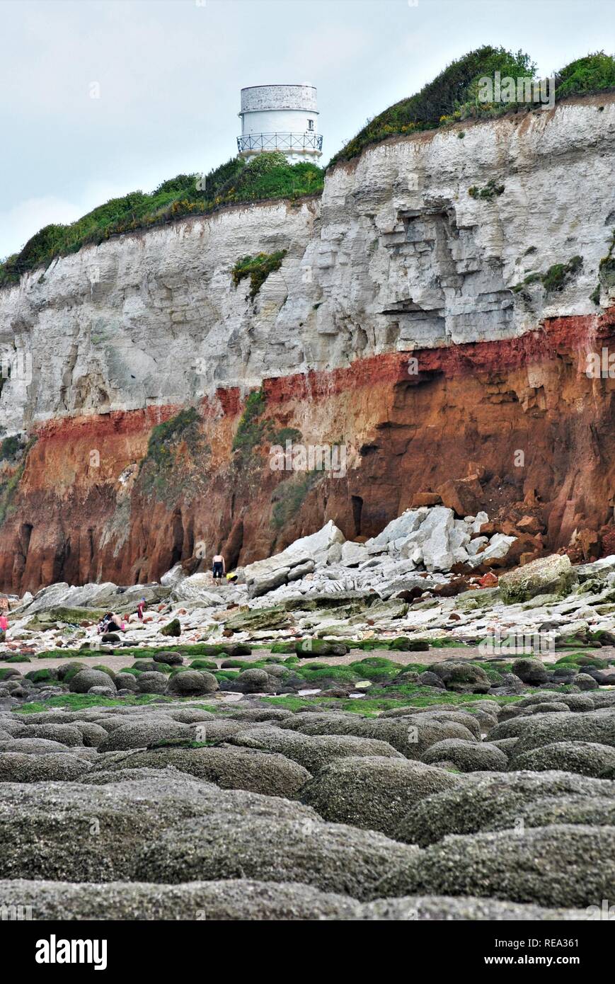 Die Erosion der Klippen von Hunstanton an der nördlichen Küste von Norfolk England Stockfoto