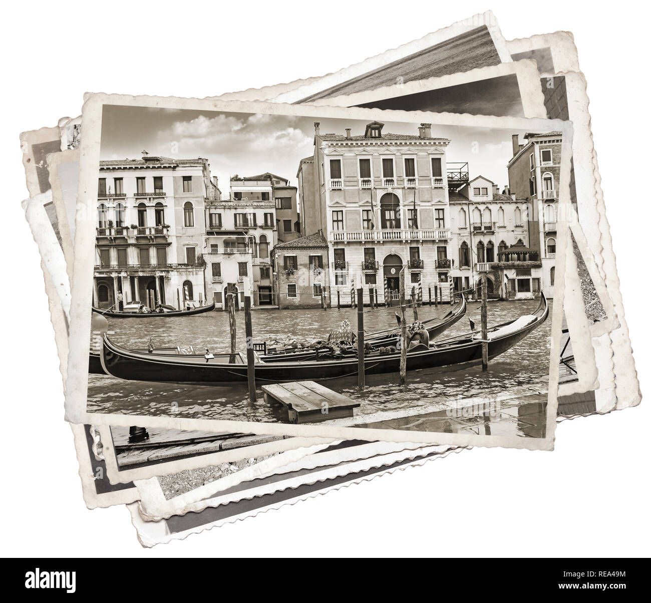 Stapel alte vintage Fotos in Venedig Italien Stockfoto