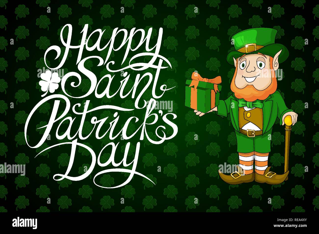 Happy St. Patrick's Day Schriftzug irischen Urlaub Vektor Postkarte Abbildung Stock Vektor