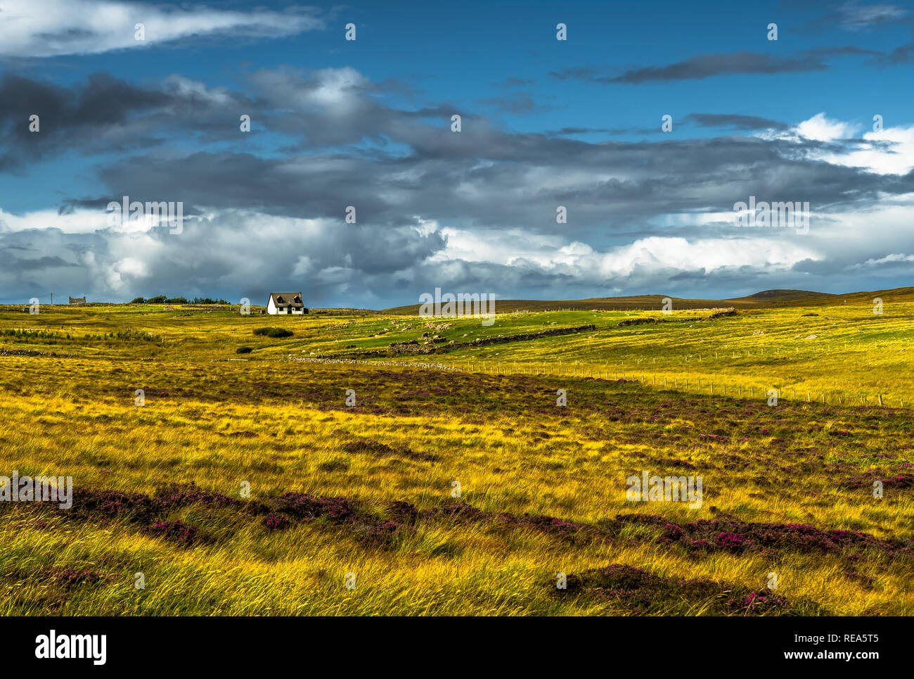Einsame Bauernhaus im Dorf Brae Der achnahaird in der Nähe von achnahaird Beach in Schottland Stockfoto