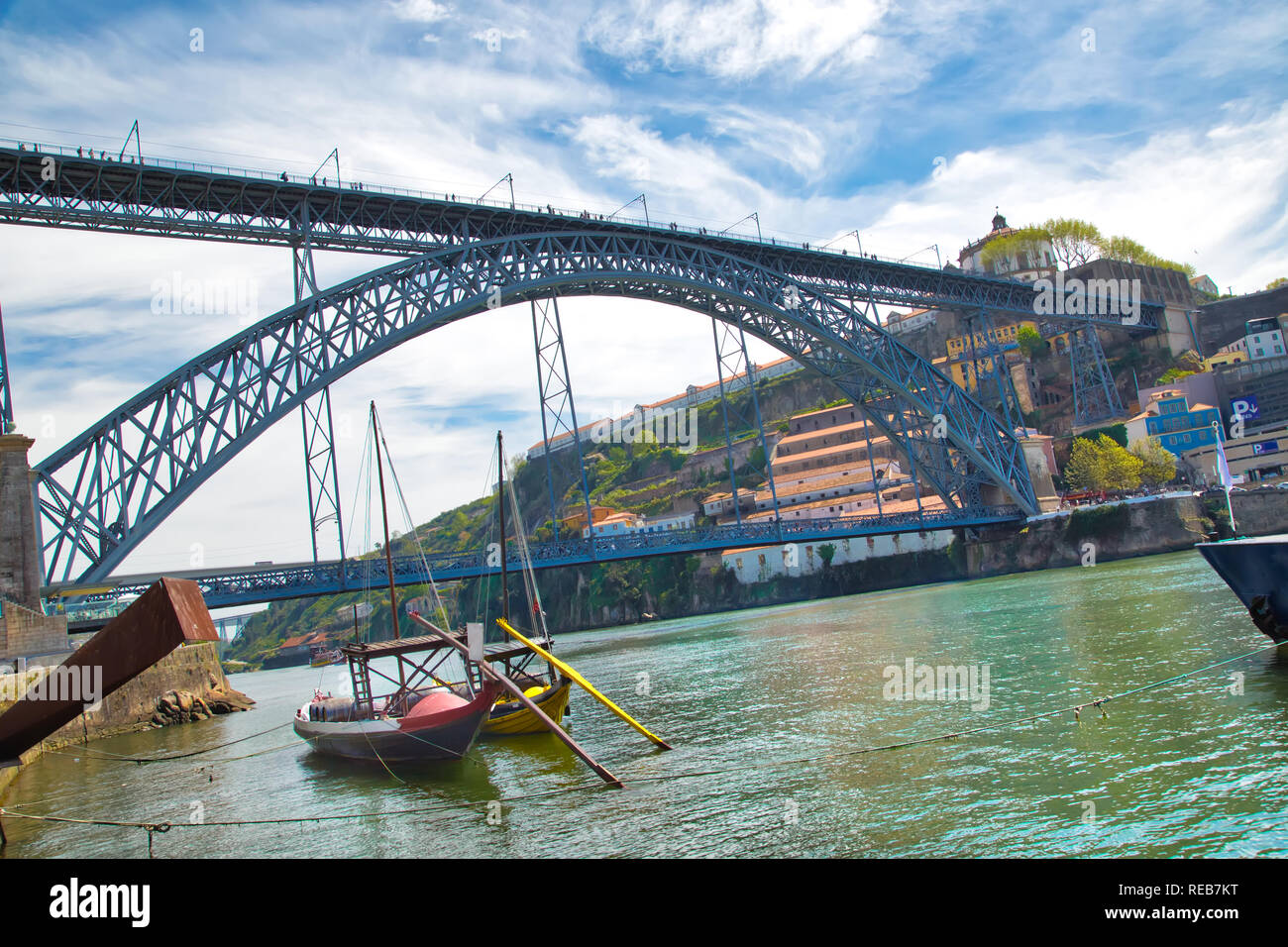 Porto, berühmten Rio Douro Boote Stockfoto