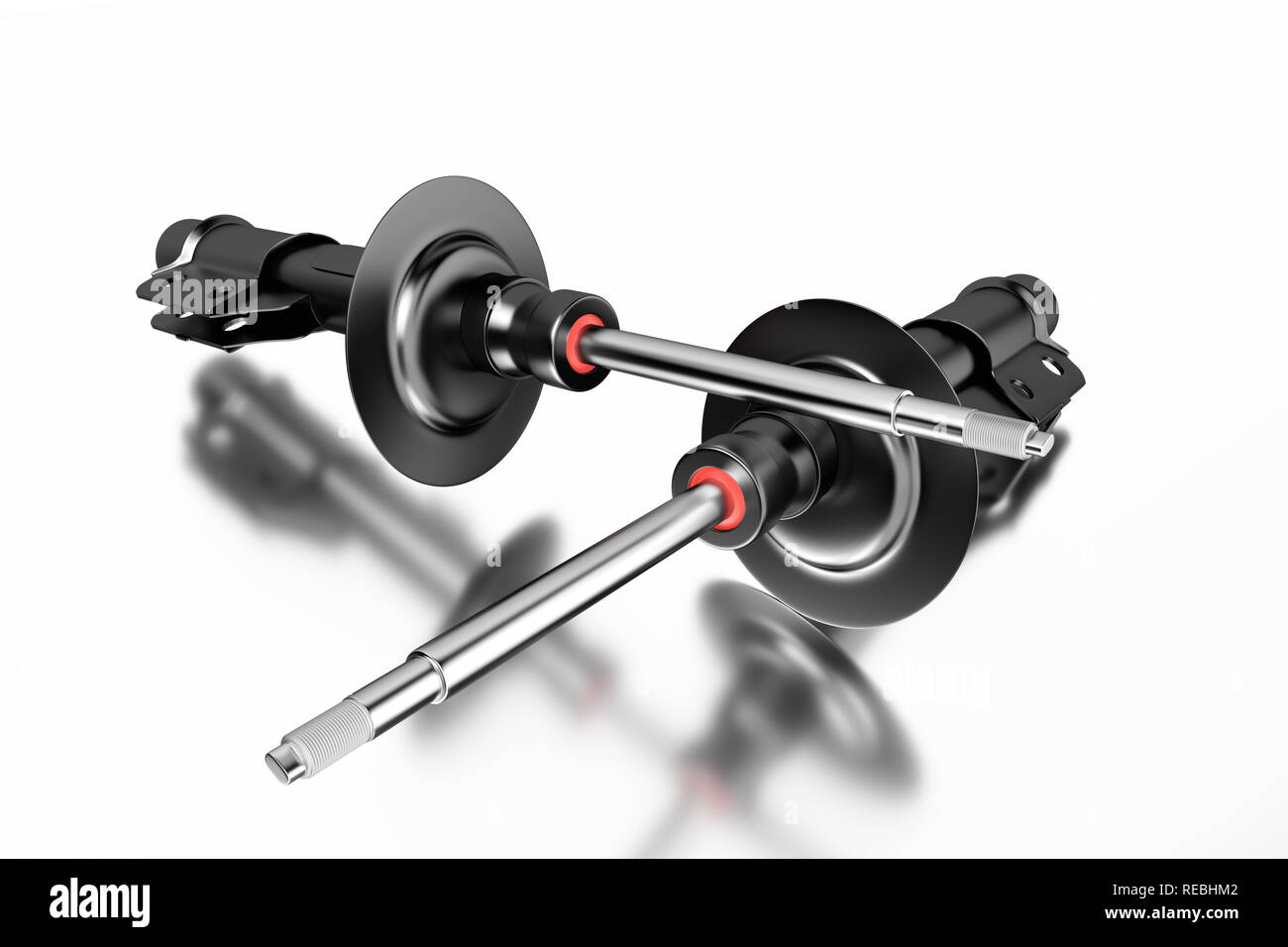 3D-Rendering. Pkw Stoßdämpfer, New Auto Ersatzteile. Stockfoto