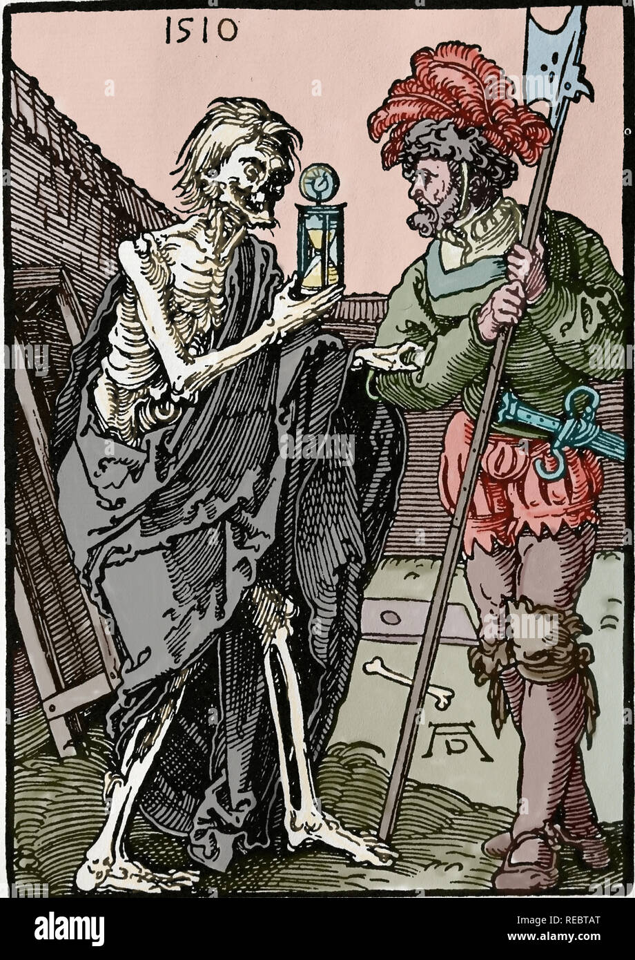 Der Tod und der Landsknecht. Holzschnitt von Albrecht Dürer. 1510. Stockfoto