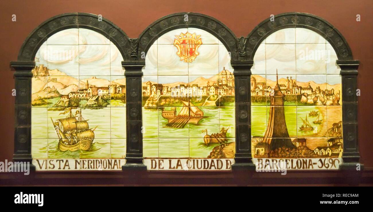 Malerei, Barcelona 1690, Maritime Museum, Katalonien, Spanien, Europa Stockfoto
