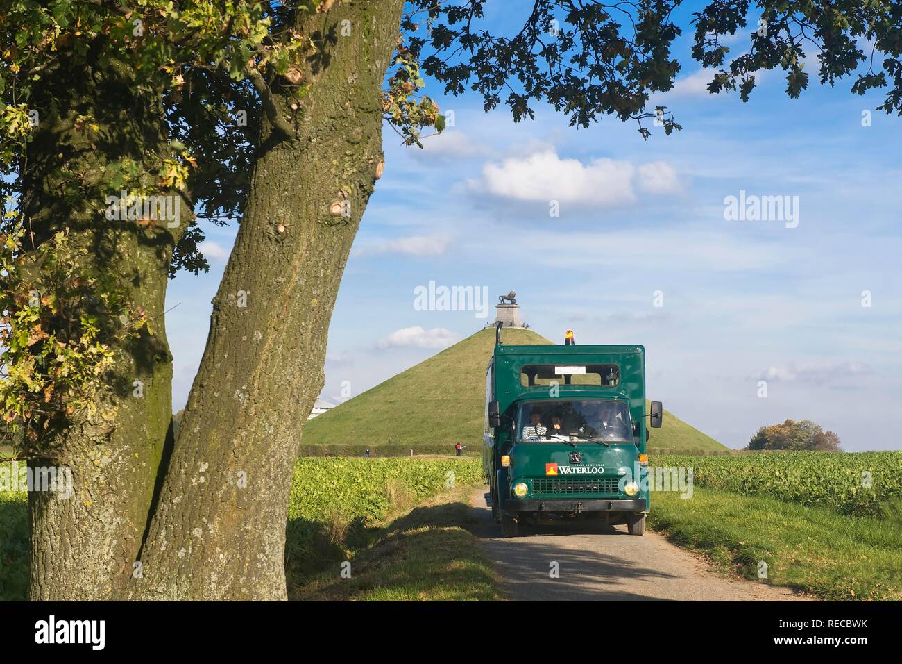 Lion's Hügel, Butte du Lion, dem Schlachtfeld von Waterloo, Brabant, Belgien, Europa Stockfoto