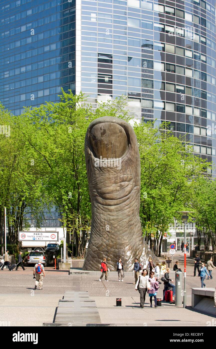 Riesige finger, Skulptur, La Defense, dem Geschäftsviertel, Paris, Frankreich, Europa Stockfoto