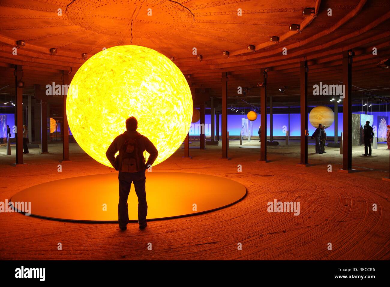 Dreidimensionale Darstellung der Sonne, Sternstunden - Wunder des Sonnensystems, Ausstellung im Gasometer Stockfoto