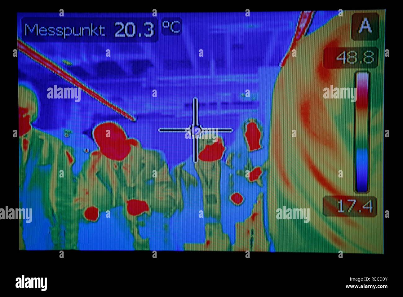 Bild einer Wärmebildkamera, dass Maßnahmen, die Körpertemperatur des  Menschen vorbei gehen Stockfotografie - Alamy