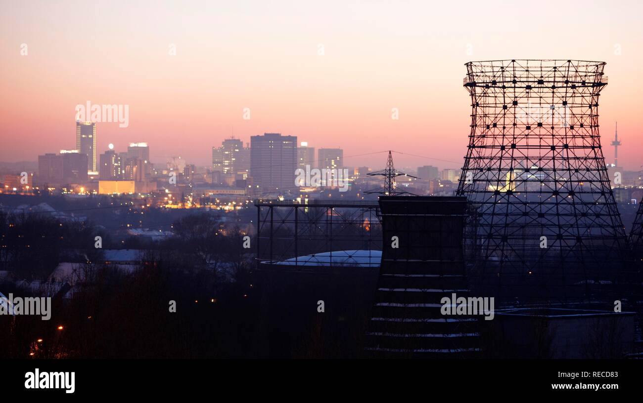 Stadtzentrum Skyline Blick von der Zeche Zollverein, Essen, Nordrhein-Westfalen Stockfoto
